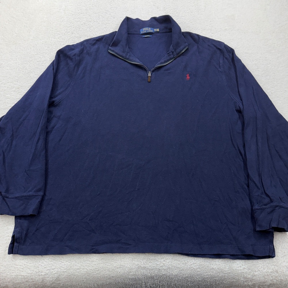 Polo Ralph Lauren Estate Rib Navy Blue Quarter Zip Pullover Sweater Mens XXL